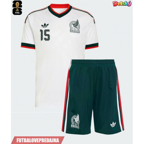 Lacne Dětský Futbalové dres Mexiko Israel Reyes #15 MS 2026 Krátky Rukáv - Preč (+ trenírky)